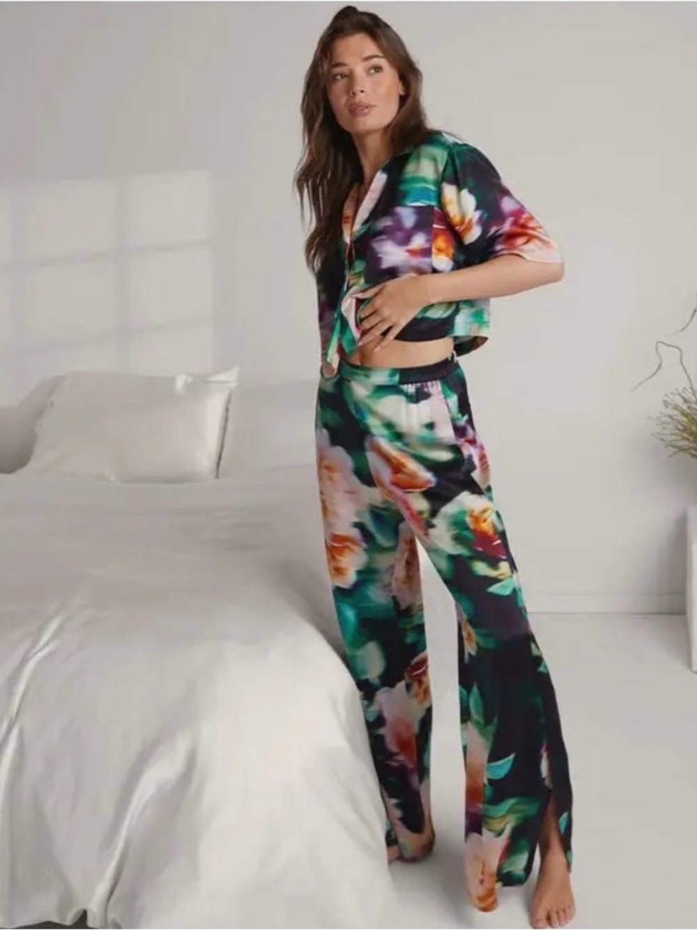 Lunya - High Waist Washable Silk Pajamas - Aurora Garden *LIMITED EDITION*